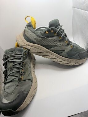 Hoka Men's Olive Green and Yellow Trail Runners